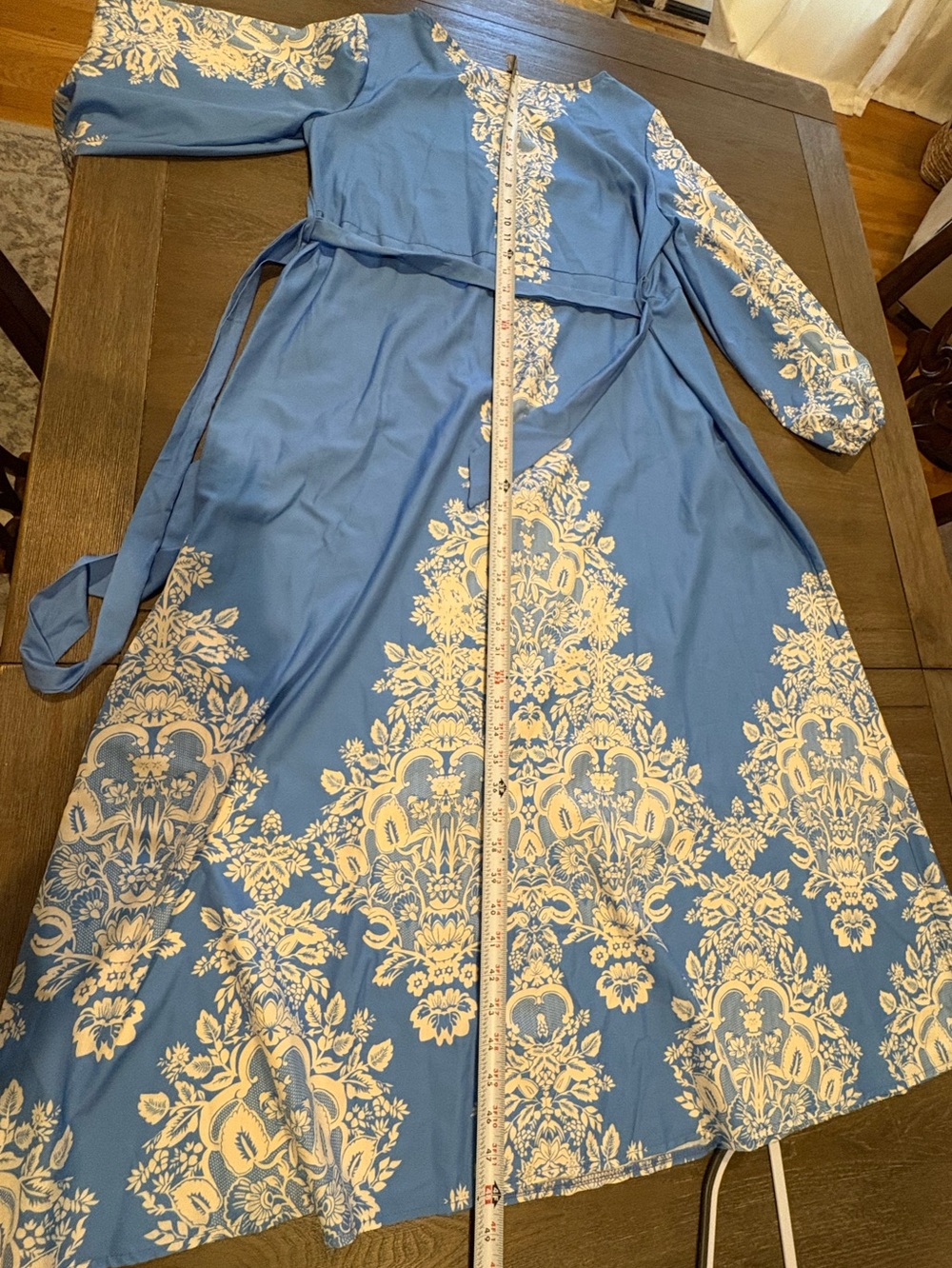 Blue Floral Midi/Maxi Dress with Tie Empire Waist - Picture 8 of 11